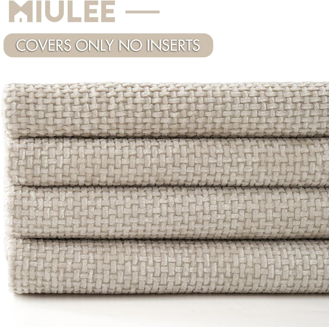 MIULEE Pack of 4 Couch Throw Pillow Covers 18x18 Inch Neutral Soft Decorative Chenille Pillow Covers Farmhouse Boho Cushion Covers for Mid Century Modern Spring Home Decor Sofa Bedroom Living Room