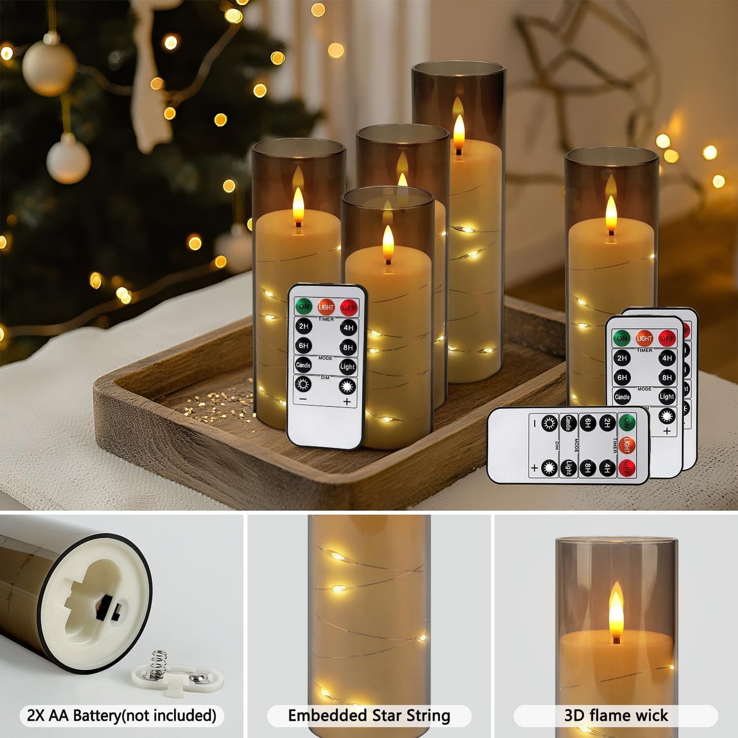 48- Pack of 3 Sizes of LED Flameless Candles.This Candle is Suitable for café, Fancy Restaurant, Bookstore and Other Scenes to Create a Relaxing and Romantic Atmosphere.