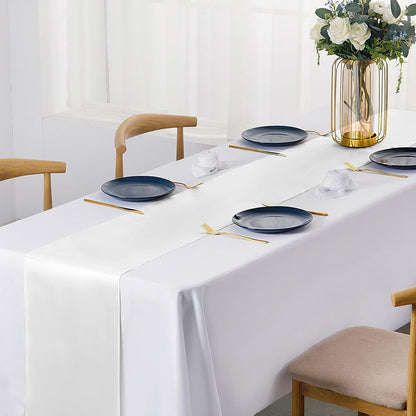 SiinvdaBZX 4 Pcs Royal Blue Satin Table Runner 12 x 108 inches Long, Bright Smooth Satin Wedding Table Runner Decorations for Birthday Parties, Buffet, Banquets, Graduations, Engagements