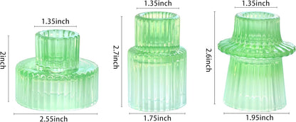 Vixdonos Taper Glass Candlestick Holders Tealight Candle Holders for Table Centerpieces, Wedding Decor and Dinner Party (6 Pcs, Green)