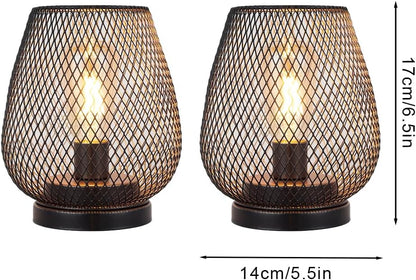 JHY DESIGN Set of 2 Metal Cage LED Lantern Battery Powered Cordless Accent Light with LED Great for Weddings Parties Patio Events for Indoors Outdoors