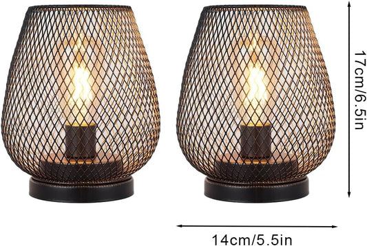 JHY DESIGN Set of 2 Metal Cage LED Lantern Battery Powered Cordless Accent Light with LED Great for Weddings Parties Patio Events for Indoors Outdoors