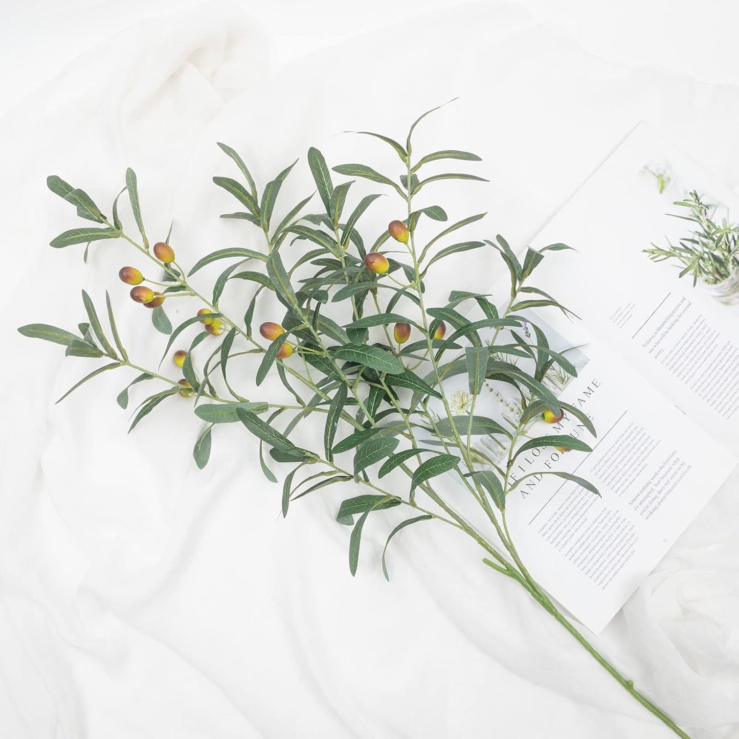SHACOS 4 PCS 28 inch Artificial Olive Branches for Vases Greenery Olive Stems Faux Tree Branch Twig for Home Wedding Shop Office Garden Decor DIY Floral Crafts