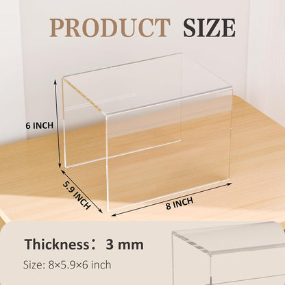 Sezanrpt Acrylic Shelf Riser 12x4.7x3 pack of 2, Desktop Rectangular Acrylic Tray Pedestal Stand for Funko Pop Figure, Bags, 12x4.7x3 Inch