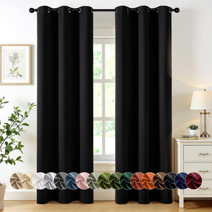 MIULEE Blackout Curtains for Bedroom Living Room 2 Panels, Thermal Insulated Room Darkening Drapes Grommet Noise Reducing Light Blocking Window Treatments 63 Inches Long 40x63 Inch Black - Colors B