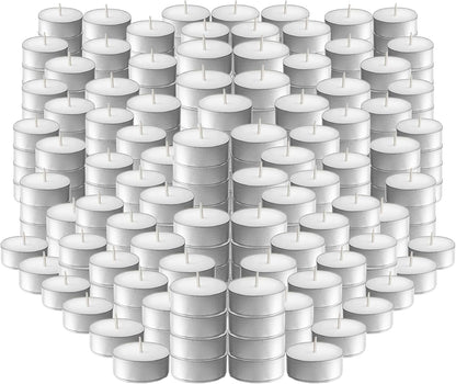 L'ner Tea Light Candles – Set of 100 Unscented Tea Lights – Burns Aprx. 4 Hours – Party & Ambience Candles – Restaurant Decorations