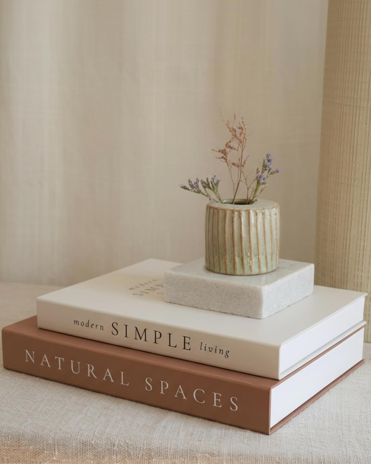 Beautiful Decorative Books - Set of 2 Boxes Enhance Your Coffee Table, Bookshelf or Mantel Shelf Decor - Aesthetic Fake/Faux Books for Modern Home Decoration, Photo Storage and as a Keepsake Box