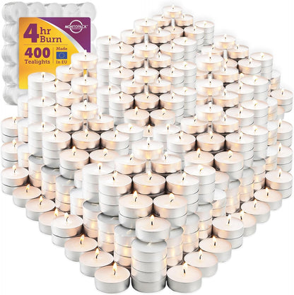 MontoPack Unscented Tea Light Candles 45 Pack | 4 Hours, White, Smokeless, Dripless Small Votive Paraffin Tealights | Long-Lasting for Home, Shabbat, Weddings, Events, Emergencies | Mini Candles Bulk