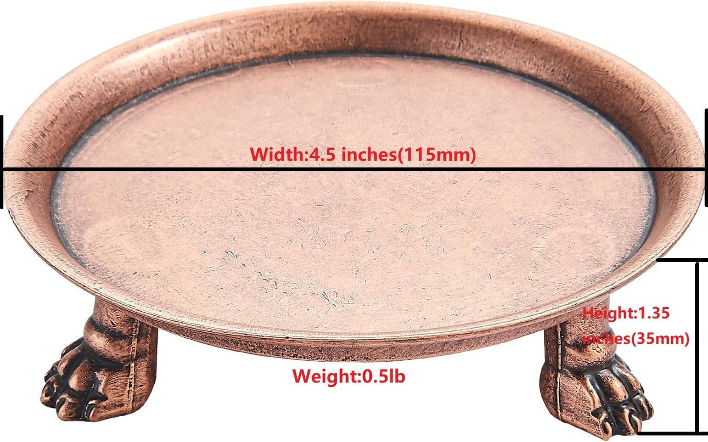 khtumeware 4.5 Inch 100% Solid Brass Clawfoot Candle Dish - Antique Pedestal Dish - Candle Holder - Jewelry Holder - Perfect for Wax Candles, Rings, and Trinkets