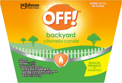 OFF! Backyard Citronella Scented Candle, Ambiance Enhancing Centerpiece, Burns for up to 25 Hours, 8 oz (Pack of 2)