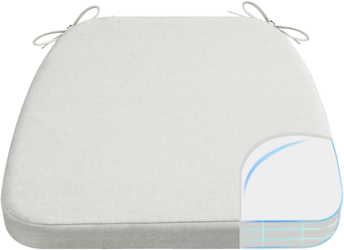 AAAAAcessories D-Shaped Chair Cushions, 2" Thick Dining Chair Pads with Ties and Removable, Machine-Washable Cover, 17" x 16", Set of 4, Oatmeal Beige - Colors A