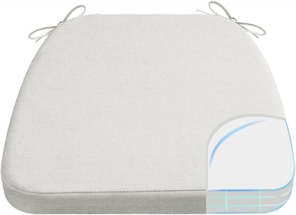 AAAAAcessories D-Shaped Chair Cushions, 2" Thick Dining Chair Pads with Ties and Removable, Machine-Washable Cover, 17" x 16", Set of 4, Oatmeal Beige - Colors A
