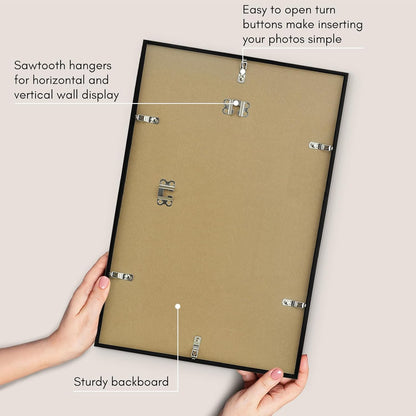 Americanflat 24x36 Poster Frame with Polished Plexiglass - Streamline Collection - Thin Border Picture Frame for Wall Display - Hanging Hardware Included - Black - Colors B