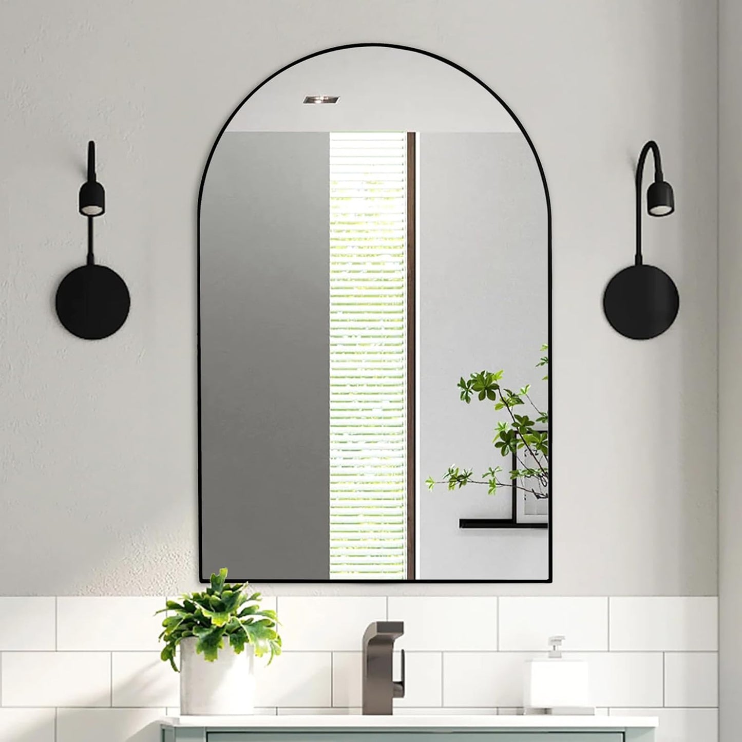 White Round Mirror 30 Inch, Circle Wall Mirrors for Bathroom, Bedroom Living Room or Entryway