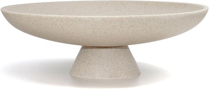 LIN CHUAN Large Decorative Bowl, Modern Resin Pedestal Bowl for Home Decor, Stylish Fruit Bowl for Kitchen Counter, Chic Key Holder for Entry Table, Beige