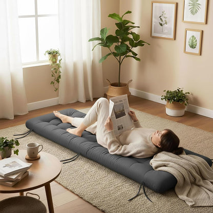 Vercraft Long Floor Cushion Large Floor Cushion with Brushed Cotton Jumbo Lounger Pillow for Outdoor Indoor Bay Window Meditation Yoga Reading Sleeping(Pink)