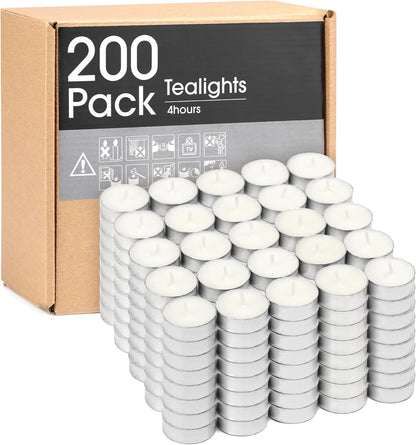 Unscented Tealight Candles - 100 Pack 4 Hours Smokeless White Small Tea Candles for Weddings,Warmer Home Decor for Home