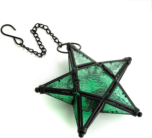 Star Hanging Decor Decorative Lantern Candle Holder Morrocan Decorations for Home Outdoor Wedding Centerpieces Party Farmhouse - Green