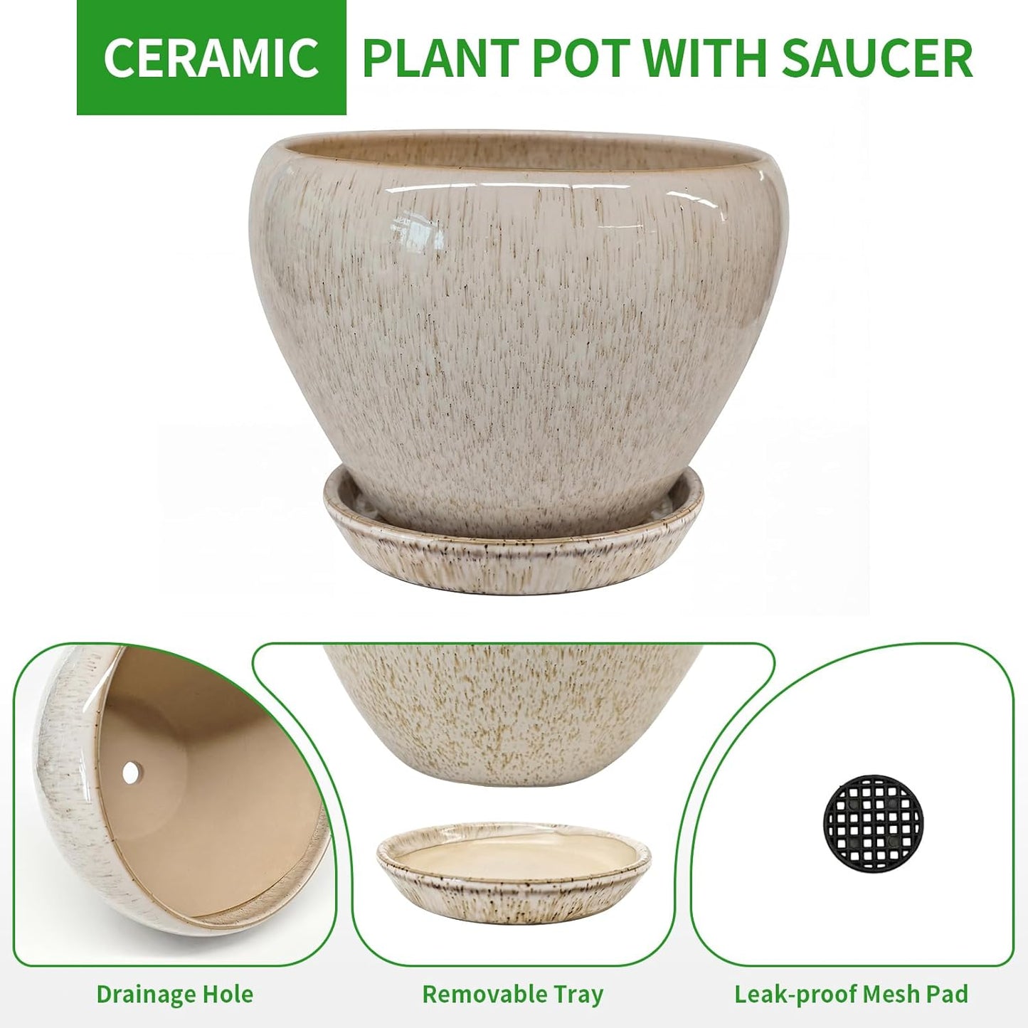Deep Dream 6 Inch Plant Pots- Ceramic Planter Pot with Drainage Hole and Saucer, Round Flower Pot for Indoor Outdoor Succulent, Snake Plants and Cactus, Blue