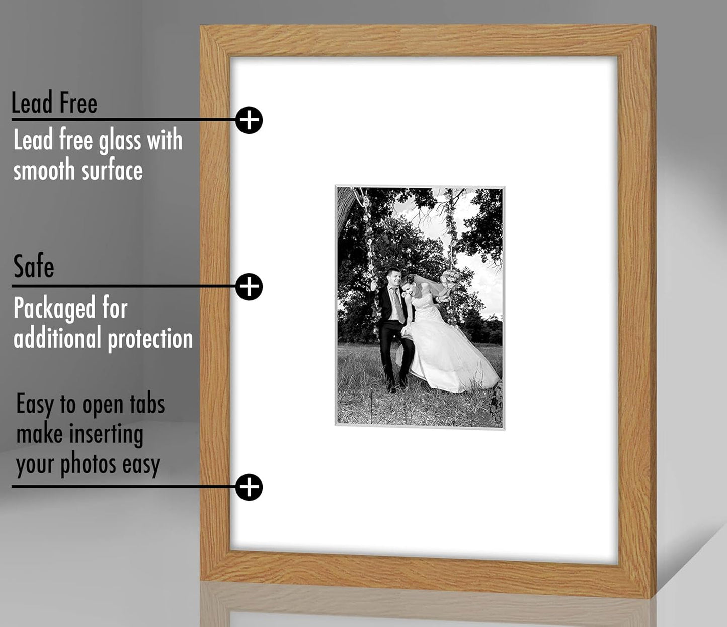 Americanflat 11x14 Picture Frame with Shatter-Resistant Glass - Use as 5x7 Frame with Mat or Display 11x14 Photo Without Mat - Signature Collection - Picture Frames for Wall Display - Black