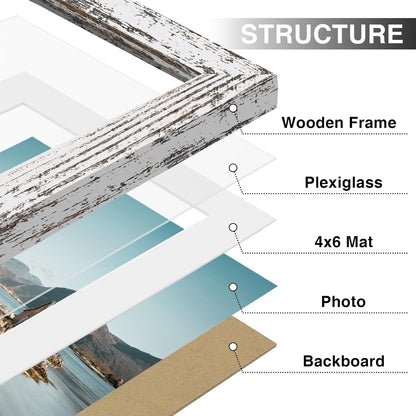 Vittanly 8x10 Picture Frames Set of 9, Shatter Resistant Plexiglass, Display 5x7 Pictures with Mat or 8x10 without Mat, Photo Frames for Wall or Tabletop, Engineered Wood, Black - Colors A