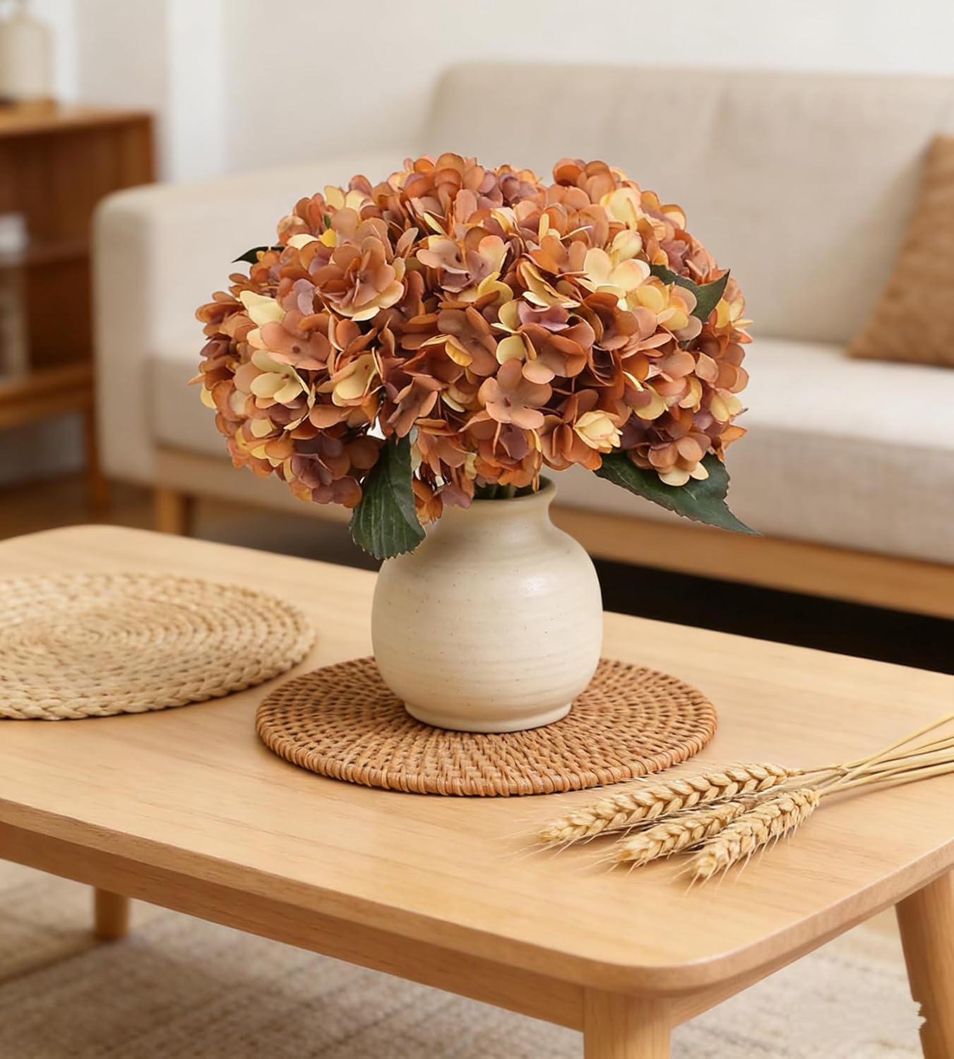 Kimura's Cabin 6pcs White Hydrangea Artificial Flowers Silk Fake Hydrangeas Faux Hydrangea Flowers with Stems for Wedding Bouquets Arrangement Home Table Centerpieces Baby Shower Party Decoration