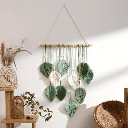 Artilady Macrame Wall Hanging -Handmade Sage Green Leaf Wall Tapestry,Boho Decorations for Bedroom Living Room Bathroom,Earthy Room Decor,Wedding Birthday for Women Girls