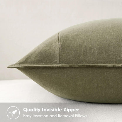 MIULEE Decorative Linen Euro Sham Pillow Covers 26x26 Cream White Boho Farmhouse Neutral Couch Throw Pillows for Bed Pack of 2 Accent Modern Pillowcase Sofa Livingroom Home Decor