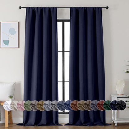 Simplebrand Ava Sage Green Blackout Curtains for Bedroom 63 Inch Length 2 Panels Set, Solid Thermal Insulated Energy Saving Rod Pocket Window Treatment Curtains Blackout Drapes, W40 x L63 Inch, Sage - Colors B