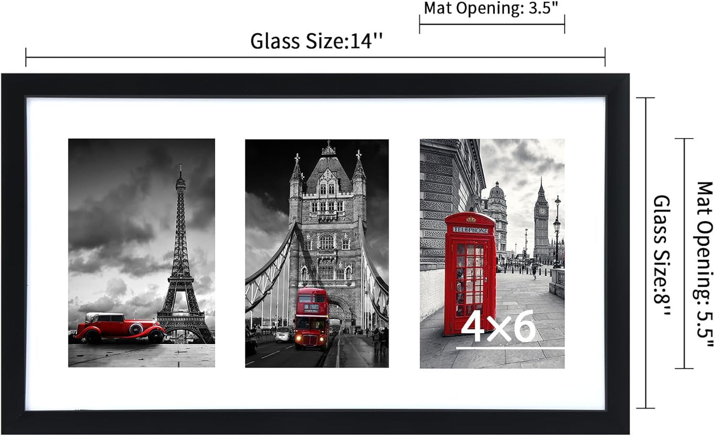 Fixwal Collage Picture Frame with Clear Plexiglass, Displays 5pcs 4x6 Photos or Use as One Frame for Gallery Wall Decor, Signature Collection, Black