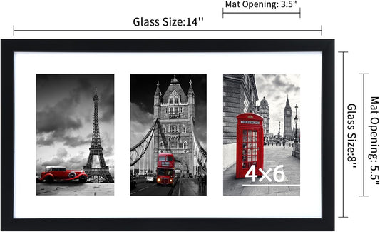 Fixwal Collage Picture Frame with Clear Plexiglass, Displays 5pcs 4x6 Photos or Use as One Frame for Gallery Wall Decor, Signature Collection, Black