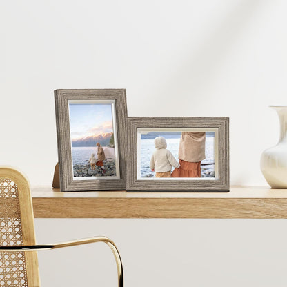Vittanly 8x10 Picture Frames Set of 9, Shatter Resistant Plexiglass, Display 5x7 Pictures with Mat or 8x10 without Mat, Photo Frames for Wall or Tabletop, Engineered Wood, Black - Colors B