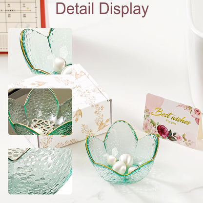 Purple Flower Jewelry Dish Glass Ring Holder Dish Jewelry Tray Cute Vanity Organizer Aesthetic Nightstand Bathroom Room Decor Trinket Dish Mothers Day Friendship Christmas Birthday Gifts for Women