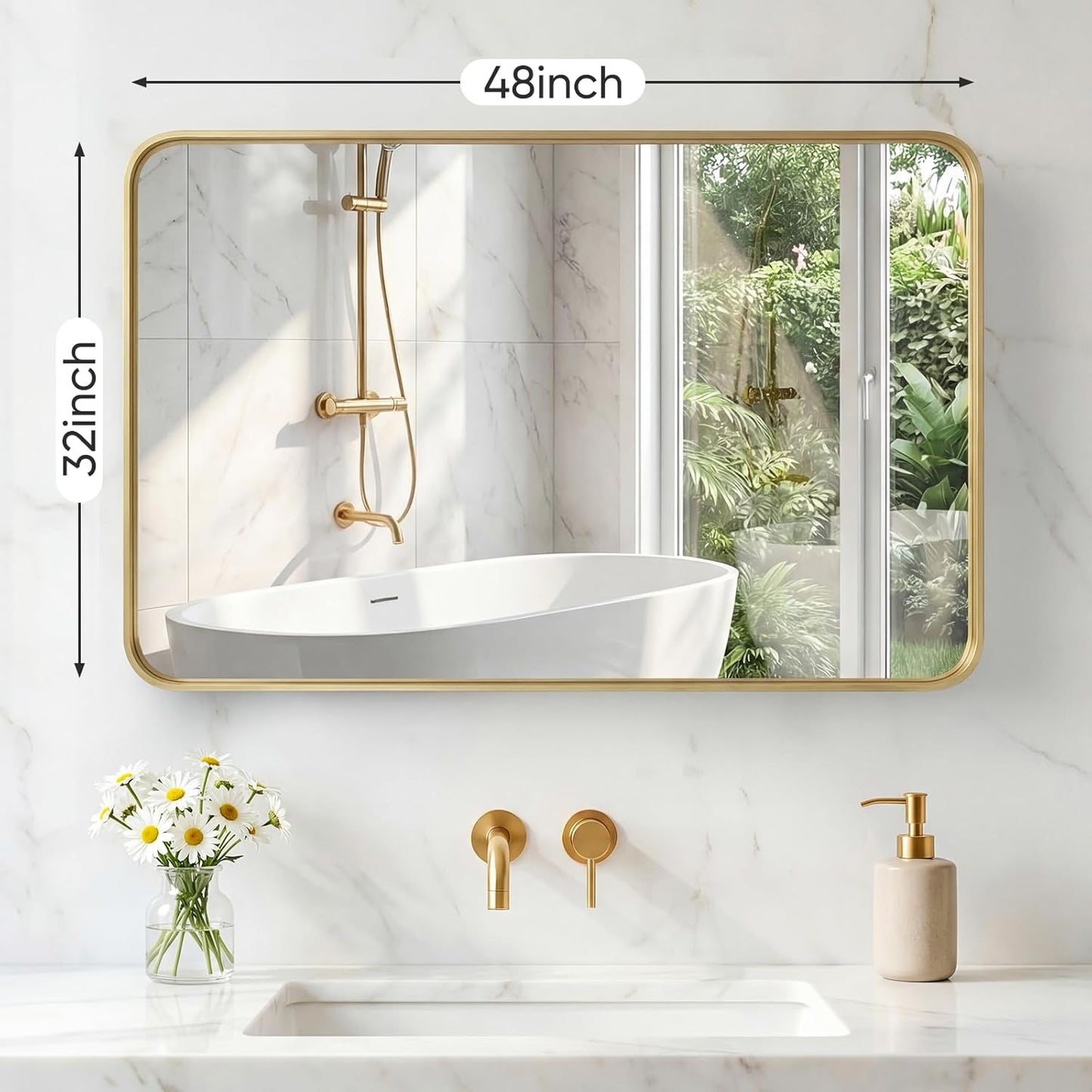 NEWBULIG Gold Round Wall Mirror 36 Inch, Bathroom Mirrors for Over Sink, Wall Decor for Bathroom, Entryway, Bedroom, Vanity