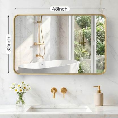 NEWBULIG Gold Round Wall Mirror 36 Inch, Bathroom Mirrors for Over Sink, Wall Decor for Bathroom, Entryway, Bedroom, Vanity