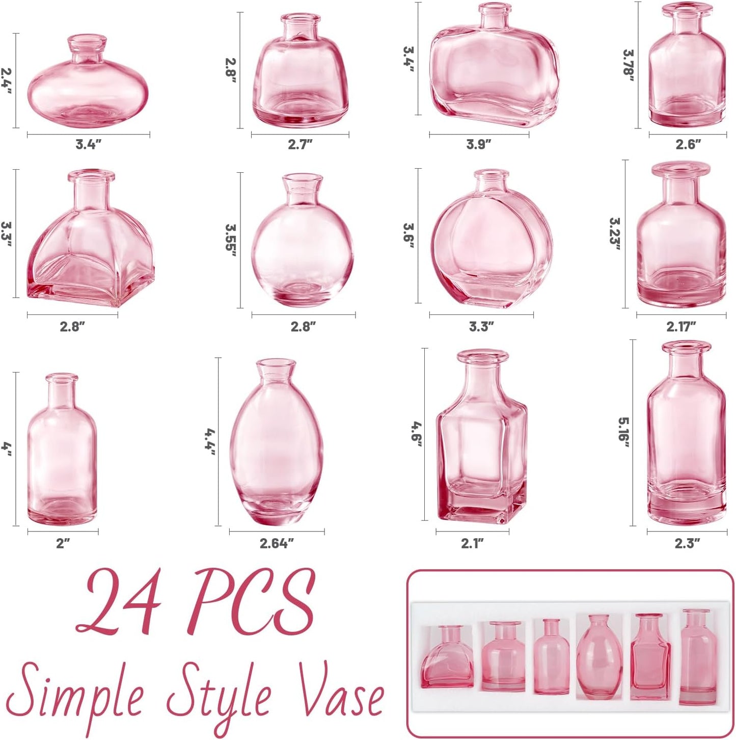 Bud Vases Set of 12, Clear Glass Bud Vase in Bulk, Small Vases for Centerpiece Mini Modern Flower Vase Transparent, Wedding Party Table Home Decor