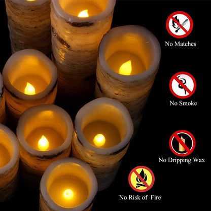 Enpornk Set of 24 Flameless Led Battery Opeated (D2.2'' x H4''5''6'') Waterproof Outdoor Indoor Candles with 10-Key Remotes and Cycling 24 Hours Timer