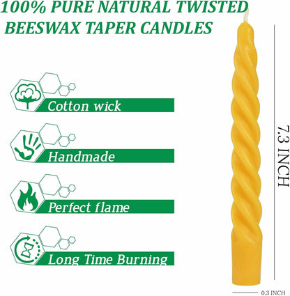 5 Inch Spirat Tapared Candles 10 Pack,0.78" Diameter Ivory Naturel Bee Candles Candlestick,7 Hours Long Lasting Smokeless and Unscented for Home Decoration