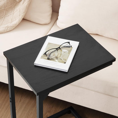 AMHANCIBLE C Shaped Side Table, End Tables Living Room Set of 2, Slide Under Couch Table for Sofa, TV Trays for Bedroom, Small Space, Rustic Brown HET02CBR