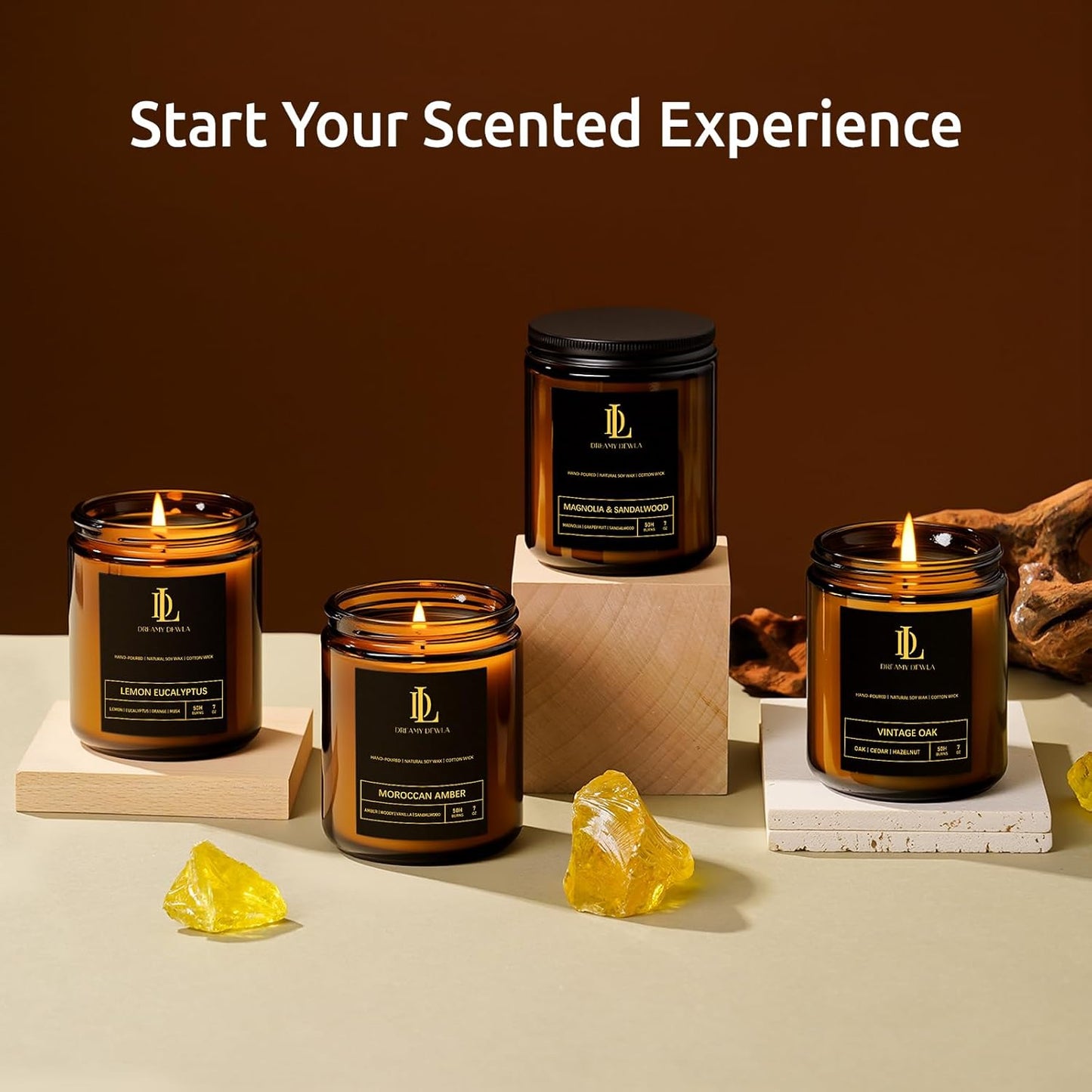 Scented Candles Set, 4 Pack Soy Candles for Home Scented, Candle Gifts for Men Women, Scents of Pineapple Cocktail/Coconut Vanilla/Pink Sands/Bahamian Breeze