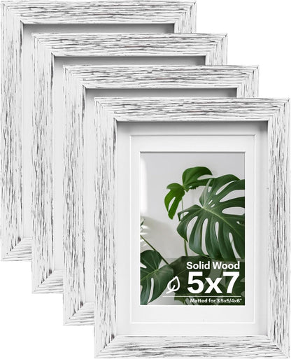 Egofine 8x10 Picture Frames Set of 4, Made of Solid Wood Covered by Plexiglass 4x6 and 5x7 with Mat or 8x10 without Mat, for Table Top Display and Wall Mounting Photo Frame Black
