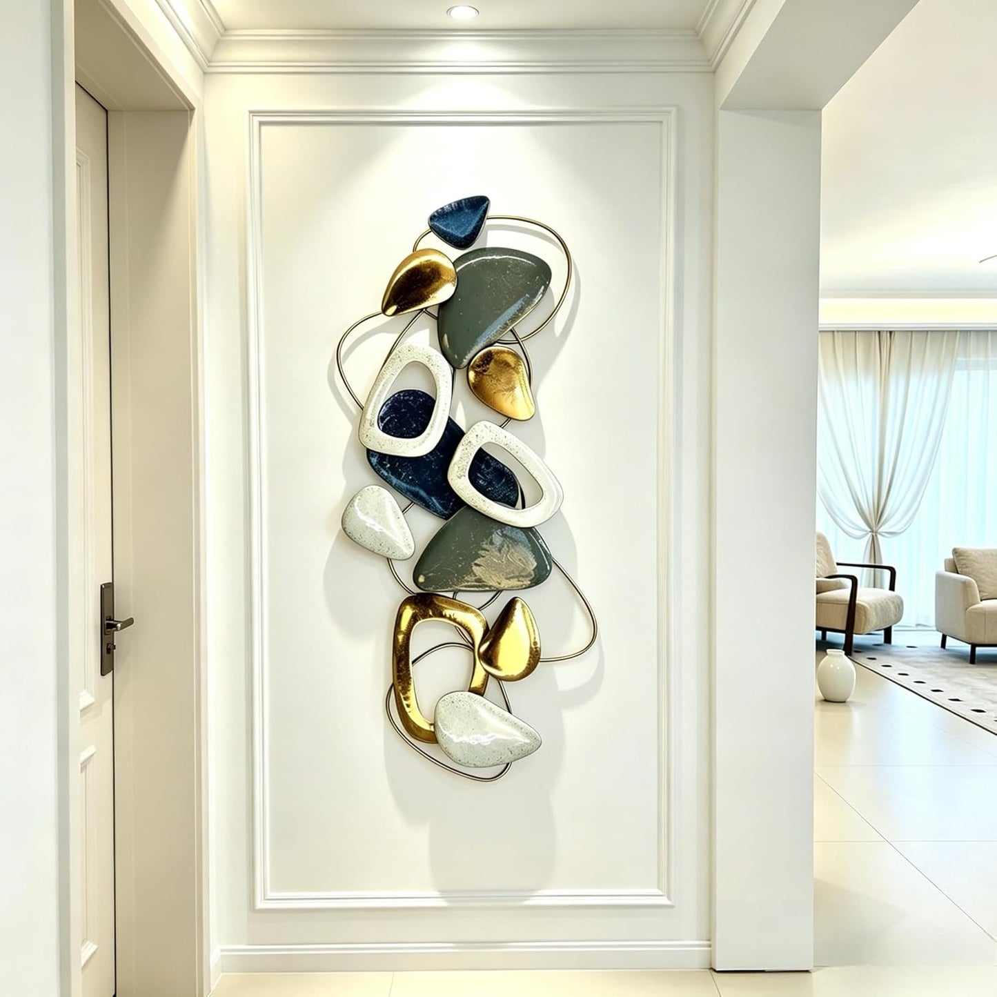 Roivikis Large Metal Wall Art Decor, 3D Abstract Lotus Leaves Wall Handcrafted Modern Decoration for Indoor Outdoor for Living Room, Bedroom, Entryway 52" x 24"