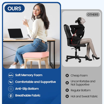 SweetSlubr Seat Cushion for Tailbone Pain Relief, Office Chair Cushion, Memory Foam Large Cushion with Non-Slip Cover for Soft Support at Office Chair, Car Seat, Airplane, Floor Pillow, Black/Large