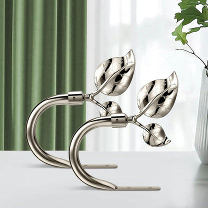 HIKMLK Leaf Shaped Curtain Tieback Holdbacks 2pcs, Handmade Metal Curtain Side Holders for Wall, Curtain Hook Pull Backs for Drapes Window Decoration