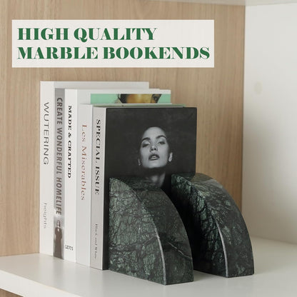 Karibiber Travertine Bookends for Heavy Books, Marble Decorative Bookends for Shelves, Heavy-Duty Stone Book Ends for Hardback Book & Cookbooks, Unique Book Stopper & Holder, Travertino Italy
