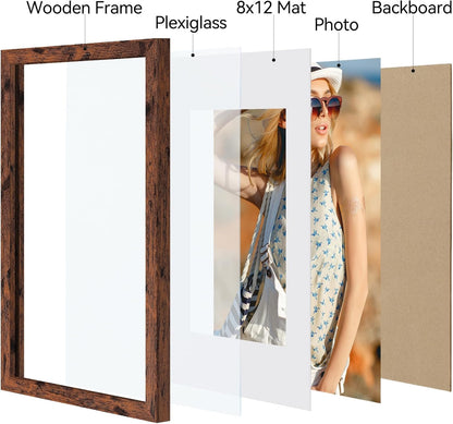 Vittanly 11x14 Picture Frame, Display Pictures 8x10 with Mat or 11x14 without Mat, Photo Frame for Wall Mounting, Black, 1 Pack - Colors A
