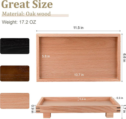 Decorative Tray Small Pedestal Stand Farmhouse Bathroom Decor Wooden Riser Display Stand for Vanity, Kitchen Countertop, Sink, 9.4 * 4.7 White