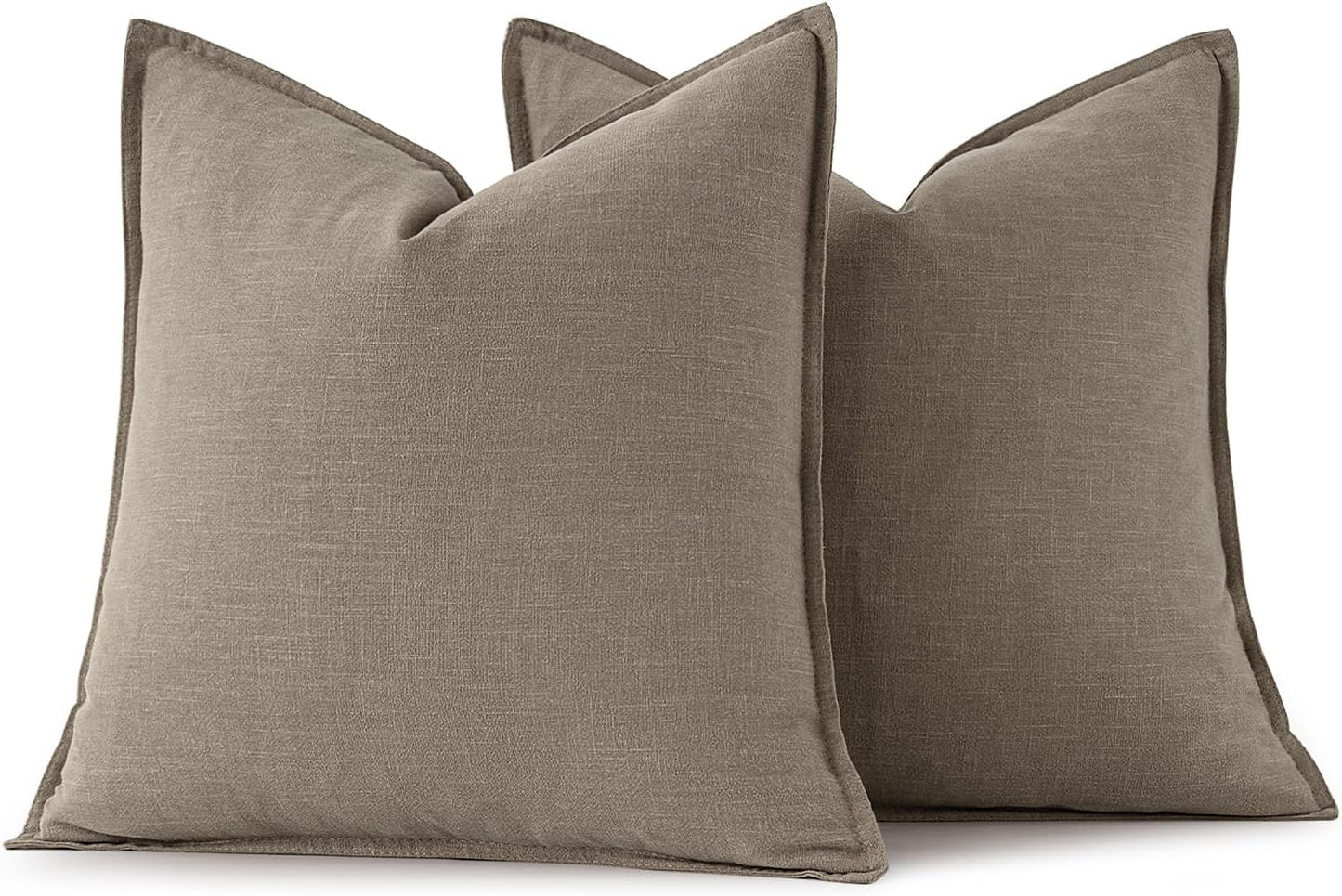 MIULEE Decorative Linen Euro Sham Pillow Covers 26x26 Cream White Boho Farmhouse Neutral Couch Throw Pillows for Bed Pack of 2 Accent Modern Pillowcase Sofa Livingroom Home Decor