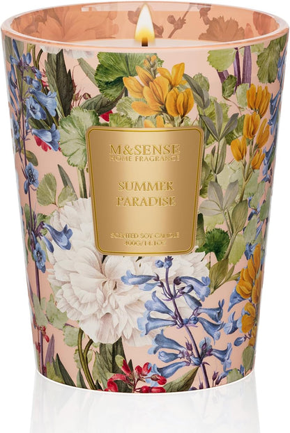 M&SENSE Jasmine Candles Highly Scented 3 Wick 35oz 150 Hours Burn Extra Large Jar Candles for Women, Natural Soy Wax Aromatherapy Candle for Stress Relief, Meditation, Yoga, Spa - Colors A