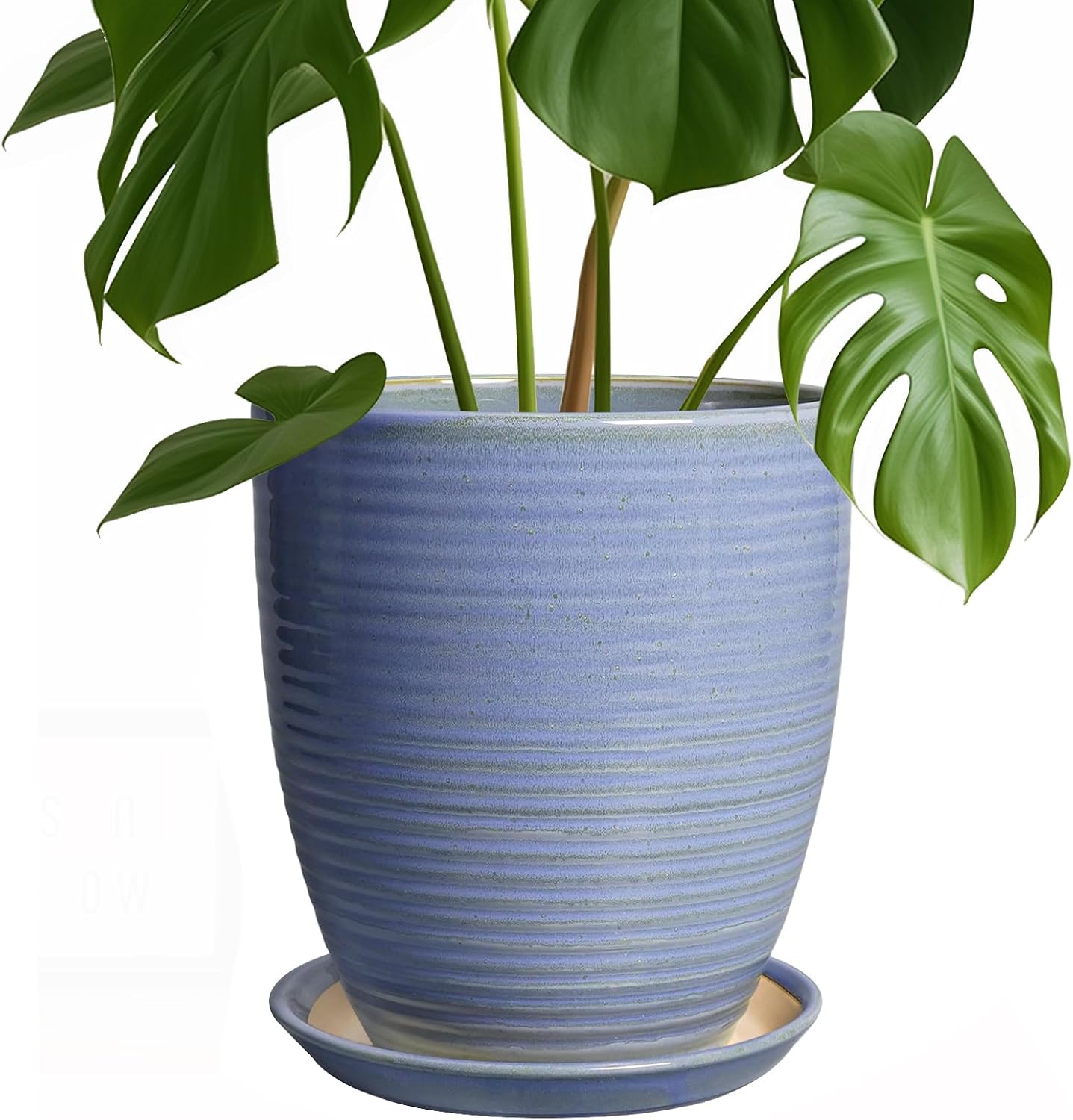 Ceramic Pots for Plants - 6 Inch Plant Pot with Drainage Hole and Saucer, Round Planters for Indoor Outdoor, Flower Pots, Modern Planter, Home Office Room Decor, Gifts for Plant Lovers, White